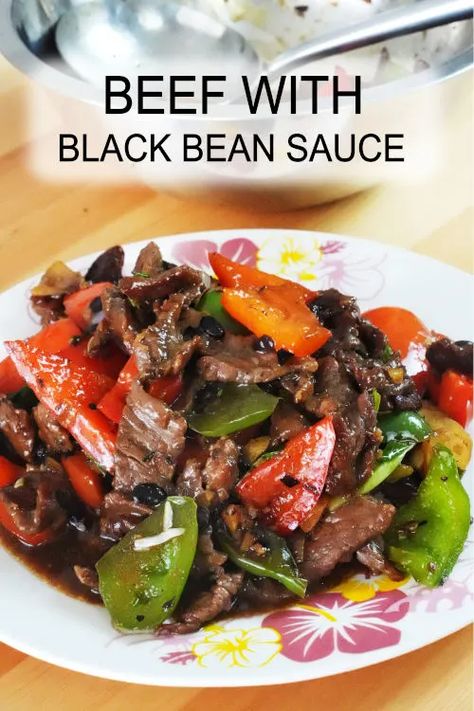 Beef with black bean sauce- a quick and easy Chinese recipe Beef With Black Bean Sauce, Black Bean Garlic Sauce, Wok Sauce, Beef In Black Bean Sauce, Black Bean Sauce Recipe, Fermented Black Beans, Chinese Stir Fry, Black Bean Recipes, Bean Sauce