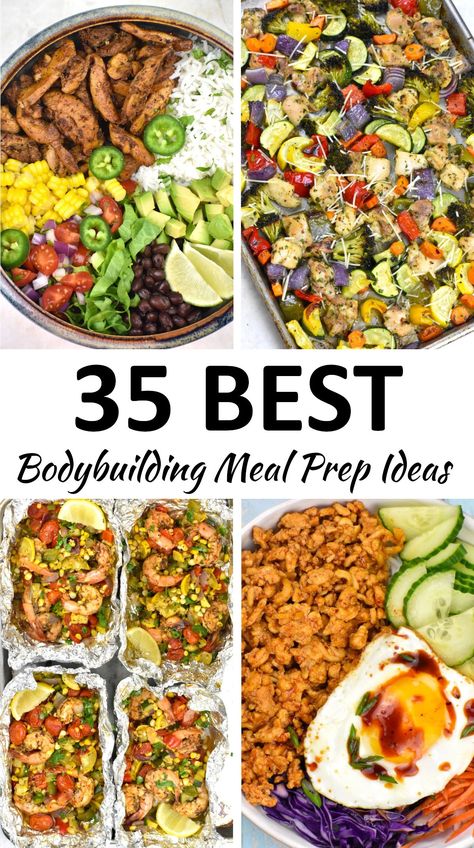 This collection of healthy Bodybuilding Meal Prep Ideas will help you get swole without spending a lot of time in the kitchen. Meal Prep With Nutrition Facts, Meal Prep For The Week Bodybuilding Muscle Building, Bulk Meal Plan Women, Easy Bodybuilding Meal Prep, Bodybuilding Dinner Ideas, Bodybuilder Meal Plan For Women, Whole 30 Bulk Meals, Lean Bulk Meal Prep Ideas, Bodybuilding Lunch Ideas