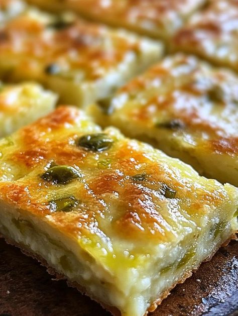 Green Chile Cheese Squares Green Chile Cheese Squares, Green Chile Cheese Potato Cakes, Jalepeno Cheese Square, Quick Mexican Appetizers, Green Chili Cheese Scalloped Potatoes, Green Chili Bites, Traditional Mexican Appetizers, Green Chili Cheese Squares, Appetizer With Chili