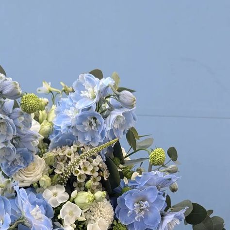 Dansk Flowers on Instagram: "Wedding bouquet in white and sky blue summer flowers" Blue Summer Flowers, Birthday Inspo, Instagram Wedding, 2024 Wedding, Summer Flowers, Wedding Bouquet, Sky Blue, Blue Sky, Mood Board