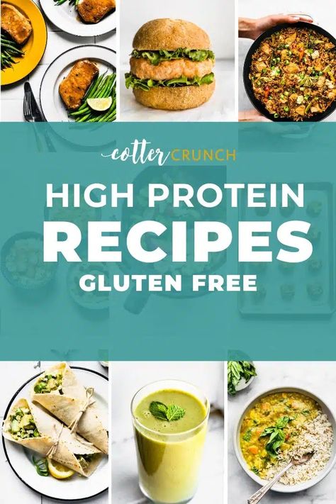 Find a list of over 20 of the best gluten-free high-protein recipes for every diet and preference to reach your protein goals with ease! High Protein Gluten Free Breakfast, Gluten Free High Protein Breakfast, Gluten Free Protein Recipes, Gluten Free High Protein, High Protein Gluten Free, Chocolate Protein Pancakes, Protein Goals, Free Smoothie Recipes, Gluten Free Protein