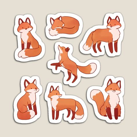 Fox Cute Illustration, Cute Fox Stickers, Cute Fox Drawing Kawaii, Fox Drawing Simple, Fox Cute Drawing, Cute Fox Drawings, Cute Fox Drawing Easy, Simple Fox Drawing, Foxes Drawing