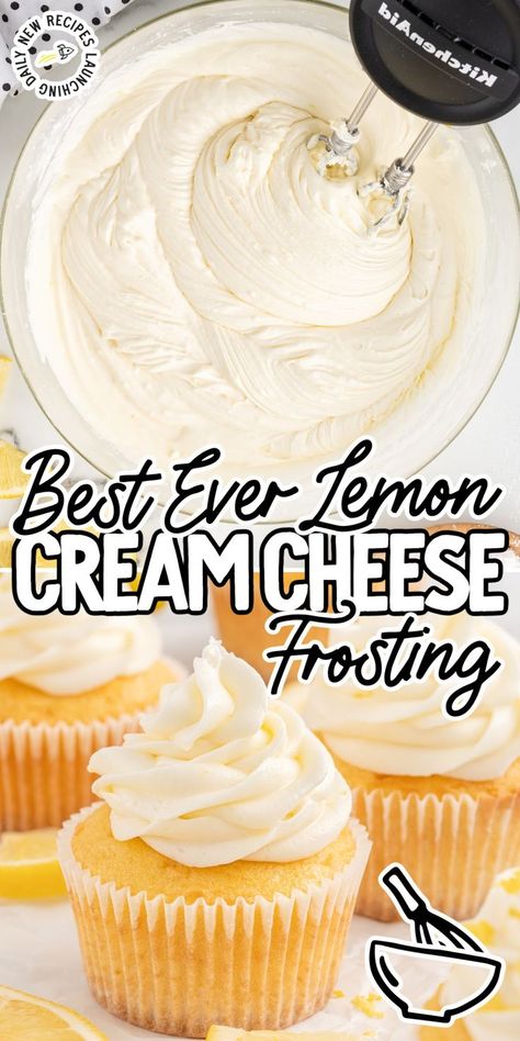 Lemon Cream Cheese Frosting Frosting Recipes Easy, Lemon Cream Cheese Frosting, Lemon Cream Cheese, Lemon Frosting, Cake Frosting Recipe, Homemade Frosting, Lemon Dessert Recipes, Frosting Recipe, Cake Fillings