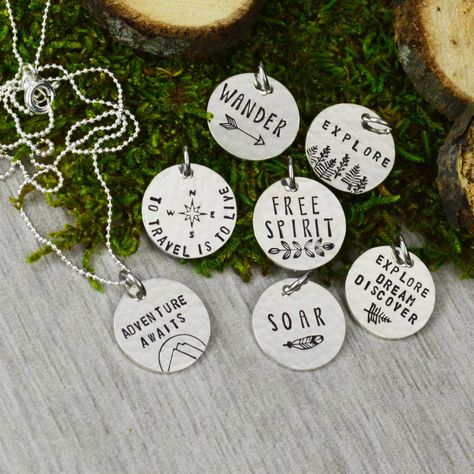 Etching Metal, Metal Stamped Bracelet, Metal Stamping Diy, Jewelry Stamping, Halloween Coffin, Travel Necklace, Hand Stamped Metal, Stamped Necklaces, Metal Stamped Jewelry