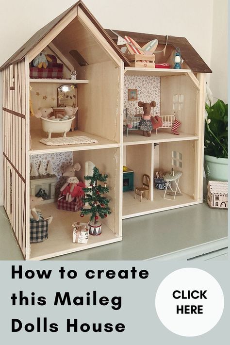 How to create a maileg mouse hole farmhouse dolls house Maileg Mouse House, Kidkraft Dollhouse, Maileg Furniture, Maileg Doll House, Maileg Christmas, Maileg Mice, Maileg Dolls, Mouse Hole, Maileg Mouse