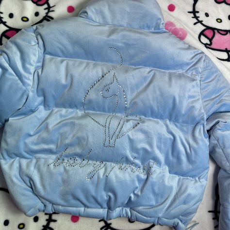 baby phat x forever 21 medium sized baby blue puffer... - Depop Baby Phat Outfits, Baby Phat 2000s, 2000s Baby, Blue Vibes, Casual Couture, Blue Puffer Jacket, Blue Puffer, People Clothes, Baby Phat