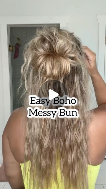 WIMBERLY’S | BEAUTY BAR on Instagram: "Easy boho messy bun! This is great as a half up hairstyle or an all up hairstyle. Save and try!  - 🎥 @laineyostrom #hairstyles #beachhair #hairtutorial #hairstyles #hairstyle #trends #hair #hairwaves #bun" Half Up Half Down Hair Messy, Boho Messy Bun, Easy Messy Hairstyles, Half Up Half Down Hair Tutorial, Boho Bun, Herbal Hair Rinse, Moneybagg Yo, Half Bun Hairstyles, Half Up Hairstyle