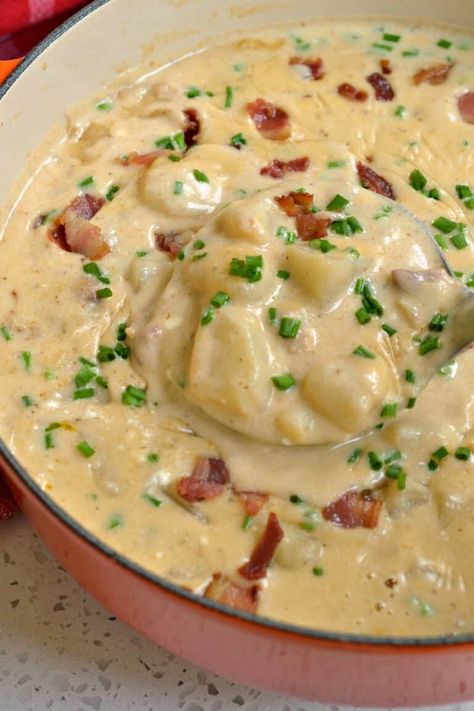 Loaded Potato Soup in a Rich Creamy Cheesy Broth Broccoli Potato Soup, Homemade Soups, Crock Pot Potatoes, Potato Soup Crock Pot, Loaded Potato Soup, Loaded Baked Potato Soup, Yukon Gold, Baked Potato Soup, Loaded Potato