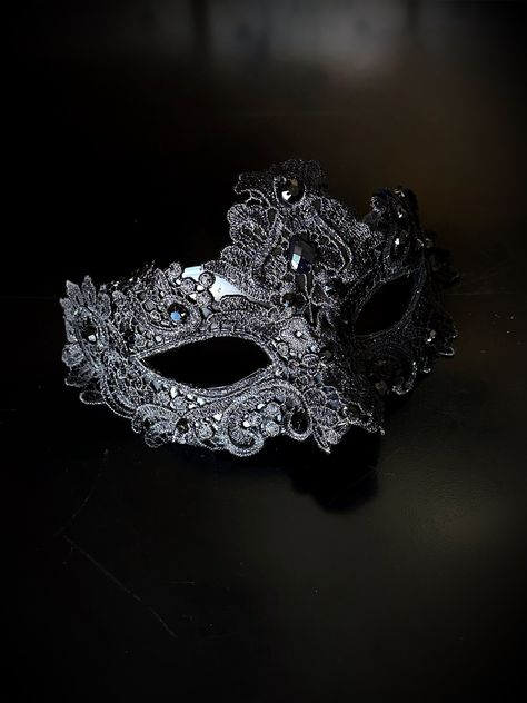 Women's brocade masquerade mask in black, for masquerade balls and parties!   I N C L U D E D Masks come with matching double-sided satin ribbons attached. Men's Lightweight Mask  Women's Lightweight Lace Mask  S I Z E  Adult Size. Detailed dimensions available upon request. C U S T O M I Z A T I O N If you would like to color & embellish the mask to match your costume/dress, choose custom color and get in touch, we love to work on custom orders!  C O N T A C T  Please contact us via ETSY messages. P H O T O  Images displayed on this listing are property of www.higginscreek.com A B O U T HigginsCreek makes masquerade masks for couples, all uniquely customized to match your outfits! Thank you in advance for your order and support! Masquerade Aesthetic, Elegant Mask, Masquerade Mask Black, Masquerade Mask Women, Black Masquerade, Masquerade Ball Masks, Black Masquerade Mask, Masquerade Outfit, Masquerade Ball Party