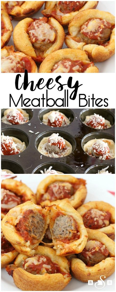 Meatball Bites, Baked Meals, Cheesy Meatballs, Crescent Roll Recipes, Pot Luck, Simple Food, Party Appetizers, Snack Items, Football Food