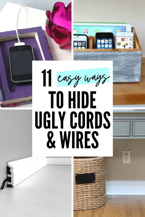 1 Simple Trick for Hiding Ugly Cords and Wires Hide Cords On Wall, Hide Electrical Cords, Iphone Cord, Tv Cords, Hiding Ugly, Hide Cords, Hide Cables, Hide Wires, Cord Cover