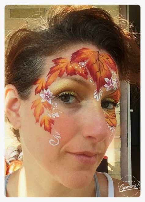 Plant Face Paint, Fall Themed Face Paint, Fall Leaves Face Paint, Autumn Face Painting, Leaves Face Paint, Fall Facepainting Ideas, Autumn Face Paint, Fall Face Painting Ideas For Kids, Fall Festival Face Painting Ideas