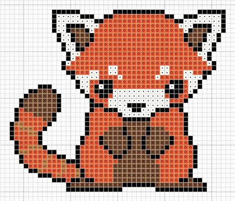 Brownie's Chair: Free Pattern Friday: Red Panda Red Panda Pattern, Bead Animals, Panda Pattern, 8bit Art, Motifs Perler, Cute Cross Stitch, Pixel Pattern, Beaded Cross, Cross Stitch Animals