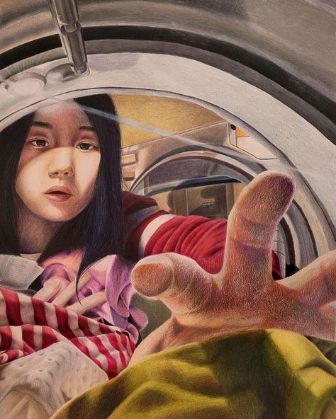 LynnMarie Paris’s Instagram profile post: ““Laundry Day”. A self-portrait, figure drawing with foreshortening from last year’s sophomore @llee21_art. Watercolor with Prismacolor…” Unusual Perspective Art, Foreshortening Painting, Foreshortening Photography, Fishbowl Perspective, Self Portrait Ideas Drawing, Ap Art Portfolio Ideas, Realisme Art, Foreshortening Art, Coloured Pencil Portrait