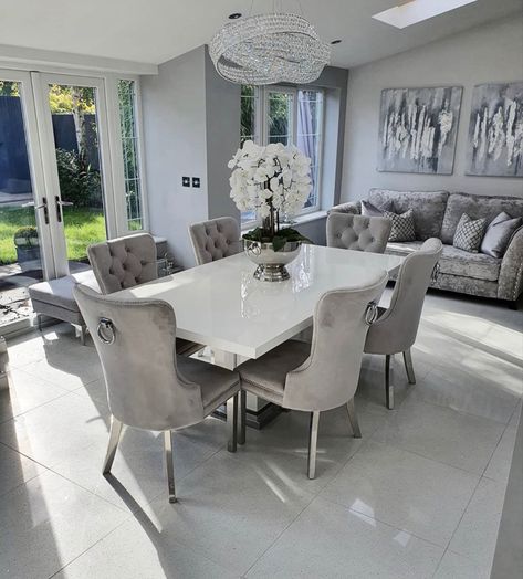 White Dinning Room, Cute Living Room, Latest Living Room Designs, Grey Dining Room, Dinning Room Design, Future Apartment Decor, White Dining Room, Home Decor Quotes, Luxury Dining Room