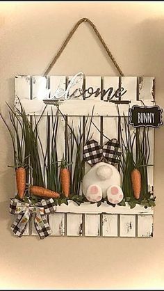 Dollar Tree Easter Crafts, Easter Wood Crafts, Easter Craft Decorations, Spring Easter Crafts, Easter Bunny Crafts, Easter Decorations Dollar Store, Decorations Table, Easter Projects, Easter Signs