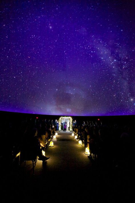 Planetarium Wedding, Starry Wedding, Large Wedding Venues, Science Wedding, Franklin Institute, Galaxy Wedding, Martin Thornburg, Starry Night Wedding, Sophia Tolli