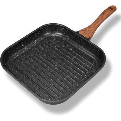 Quintuple layered granite coating is thicker than standard pans and is extremely durable. | fedigorlocn Pre-Seasoned Skillet Pan w/ Handle Cover Stove Top Griddle Pan For For Grilling, Frying, Sauteing in Black, Size 2.0 H in | Wayfair Stove Top Griddle, Copper Chef, Cast Iron Grill Pan, Skillet Pan, Cast Iron Grill, Kitchen Accessories Decor, Cookware Sets, Non Stick Pan, Accessories Decor