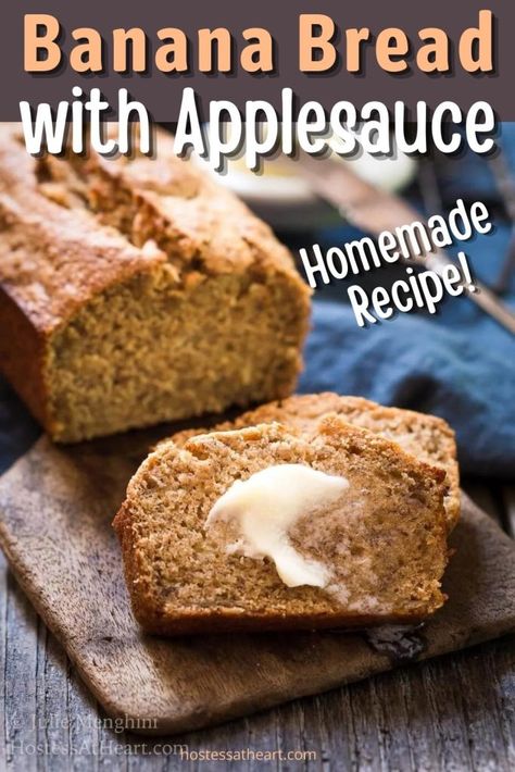 Super Simple Banana Bread Recipe, Nana Bread Recipes, Bread With Applesauce, Recipe Using Applesauce, Low Fat Banana Bread, Banana Bread With Applesauce, Banana Bread Recipe Easy Moist, Baking With Applesauce, Beer Bread Easy