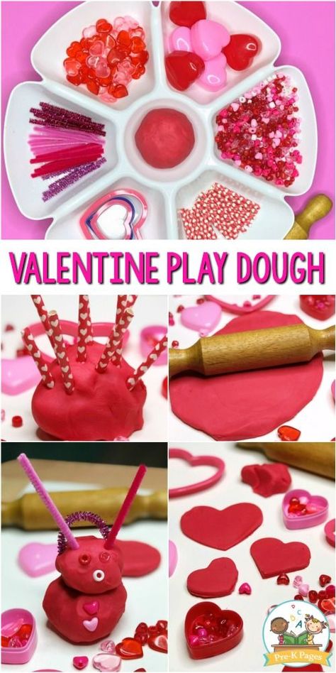 Valentines Day Playdough, Playdough Activity, Play Dough Invitation, Preschool Valentines Activities, Pre K Classroom, Valentine Sensory, Preschool Valentine Crafts, Classroom Preschool, Kindergarten Valentines