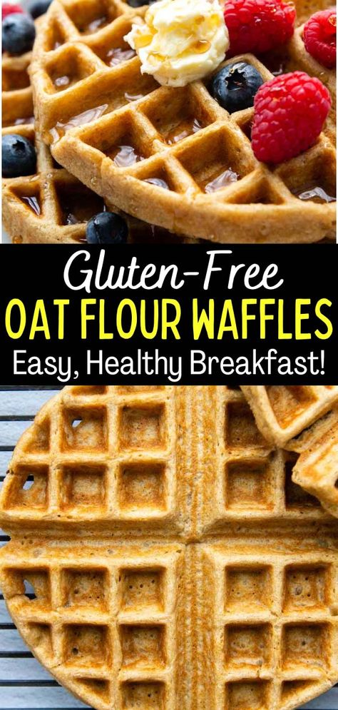 Oat Flour Waffles, Sugar Free Waffles, Pancakes Ideas, Dairy Free Waffles, Pancake Ideas, Pancakes Muffins, Waffle Recipe Healthy, Oatmeal Waffles, Pancakes Fluffy