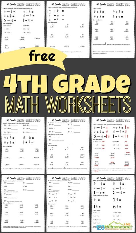 FREE 4th grade math worksheets - lots of free printable math worksheets for grade 4 to get extra practice, plus how to turn worksheets into a math game with mad minutes #mathworksheets #4thgrademath #grade4 #homeschool 4th Grade Multiplication Worksheets, Fun Math Worksheets, Math Practice Worksheets, Everyday Math, Free Printable Math Worksheets, 4th Grade Math Worksheets, Math Answers, Homeschool Worksheets, Summer Math