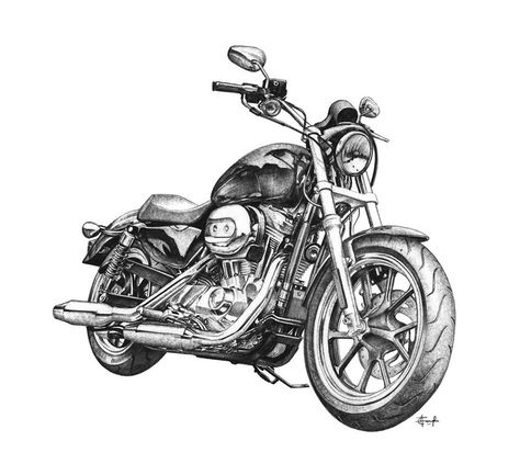 Harley Davidson Superlow, Harley Davidson Kunst, Motorbike Drawing, Harley Davidson Photos, Harley Davidson Tattoos, Мотоциклы Harley Davidson, Motos Harley, Harley Motorcycle, Motorcycle Drawing