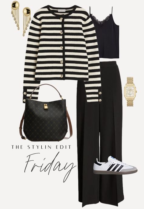 OOTW 12/17 - Stylin by Aylin Fine Knit Cardigan, Black And White Cardigans, Mode Chic, Cardigan Outfits, Modieuze Outfits, Looks Chic, Work Wardrobe, Mode Streetwear, Striped Cardigan