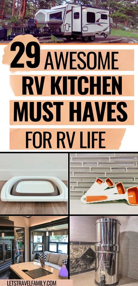 Camping Gear Gadgets, Travel Trailer Organization, Travel Trailer Living, Camper Kitchen, Rv Camping Tips, Rv Travel Trailers, Travel Trailer Camping, Rv Kitchen, Trailer Life