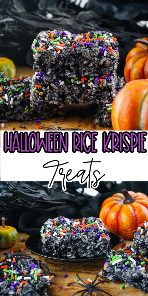 Monster Eyeballs Rice Krispies, Zombie Rice Krispie Treats, Black Rice Crispy Treats, Halloween Rice Krispie Treats Ideas, Stuffed Rice Krispie Treats, Oreo Rice Crispy Treats, Halloween Rice Crispy Treats, Halloween Rice Krispies, October Treats