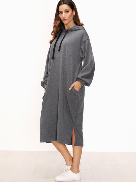 Casual Winter Coat, Xxxl Dress, Hooded Sweatshirt Dress, Long Hooded Sweatshirt, Maxi Dress Outfit, Hooded Dress, Dresses Xxl, Woman Fashion, Dress Material