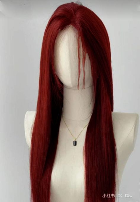 Red Wig Aesthetic, Reddish Ginger Hair, Kpop Hair Color Ideas, Kpop Red Hair, Vampire Red Hair, Red Hair Vampire, Red Hair Wig, Wash Out Hair Color, Hair Color Red