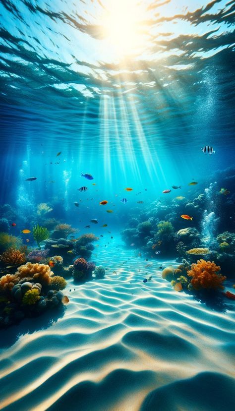 Under Water Fishes, Sea World Wallpaper, Ocean Floor Photography, Coral Reef From Above, Ocean World Art, Underwater World Aesthetic, Underwater Canvas Painting, Shipwreck Underwater, Under The Sea Images