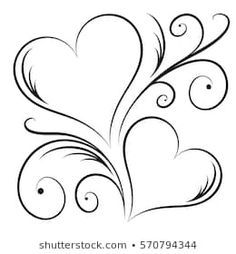 Two Hearts, A Drawing, A Heart, Swirl, Stock Photos, White