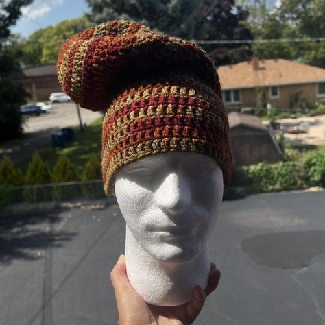 Fall colored slouch beanie 

#slouchybeanie #beanie... - Depop Slouchy Crochet Beanie, Crochet Girlies, Crochet Slouchy Beanie, Popup Shop, Long Beanie, Crochet Clothing And Accessories, Slouch Beanie, Crochet Inspo, Crochet Clothing