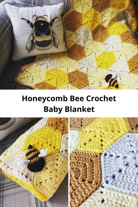 Honeycomb Bee Crochet Baby Blanket Honeycomb Bee Crochet Blanket, Crochet Honeycomb Blanket Free, Crochet Hexagon Bee Blanket, Honey Comb Crochet Baby Blanket Pattern, Crochet Bee Baby Blanket, Honey Comb Blanket Crochet, Bumble Bee Crochet Blanket, Yarn Bee Fleece Lite Crochet Patterns, Honeycomb Crochet Pattern