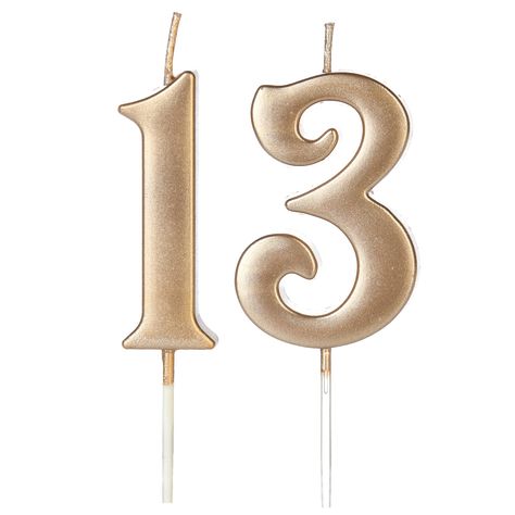 PRICES MAY VARY. Size - Width: 1.4 in/ 3.5cm. Number Height: 2.1in/ 5.3cm. Total height: 4.13 in/ 10.5cm. Perfect size as cake decorations for Birthday Party or Anniversary. Material - Our birthday candles are made of high quality wax, smokeless, eco-friendly, non-toxic and harmless. Occasion - These Numbered Candles are not only suitable for birthday cakes, cup cake or other desserts decoration, but also ideal for any celebration, such as birthdays, weddings, anniversary, theme party and other Candles For Cake, Cake Number, Glitter Candle, Champagne Birthday, Glitter Candles, Number 13, Anniversary Decorations, Candle Party, Dessert Decoration