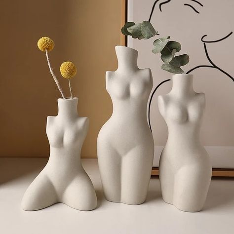 Elevate your home decor with our beautifully crafted Woman Body Ceramic Vase! Enjoy the persuasive and inspiring design of a full or half body, perfect for showcasing real or diode flowers. This watertight vase adds a touch of elegance and charm to any room. Create a stunning display that will capture the hearts of your guests! Body Vase, Womens Body, Vase Decoration, Plastic Art, Chinese Ceramics, Keramik Vase, Ceramic Vases, Art Accessories, Art Plastique