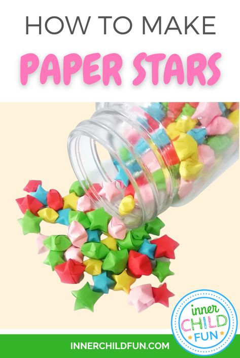 Step by step instructions to make tiny paper stars and a list of ideas to make with them. Video tutorial. How To Make Tiny Paper Stars, How To Fold Paper Stars, How To Make Paper Stars Step By Step, Tiny Paper Stars, How To Make Paper Stars, Make Paper Stars, Folded Paper Stars, Heart Pop Up Card, Step By Step Origami