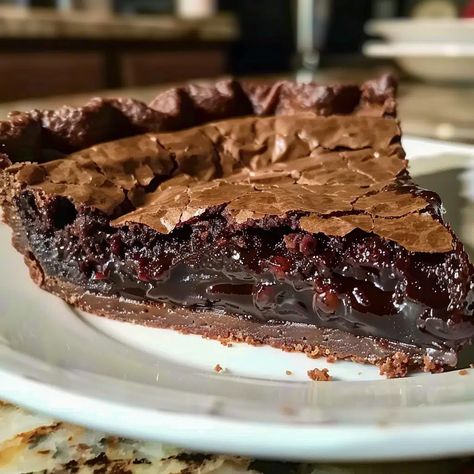 Gooey Brownie Pie Recipe - Ooey Gooey Brownie Pie, Fudgy Chocolate Brownie Pie, Gooey Brownie Pie Recipe, Brownie Pie Recipe Easy, Gooey Brownie Pie, Chocolate Cobbler Recipe, Chocolate Brownie Pie, Amazing Pies, Church Desserts