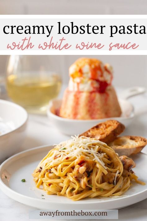 White Wine Pasta Sauce, Crispy Pancetta, Lobster Pasta, Pancetta Pasta, Seafood Entrees, How To Cook Lobster, White Wine Sauce, Homemade Noodles, Strawberry Sauce