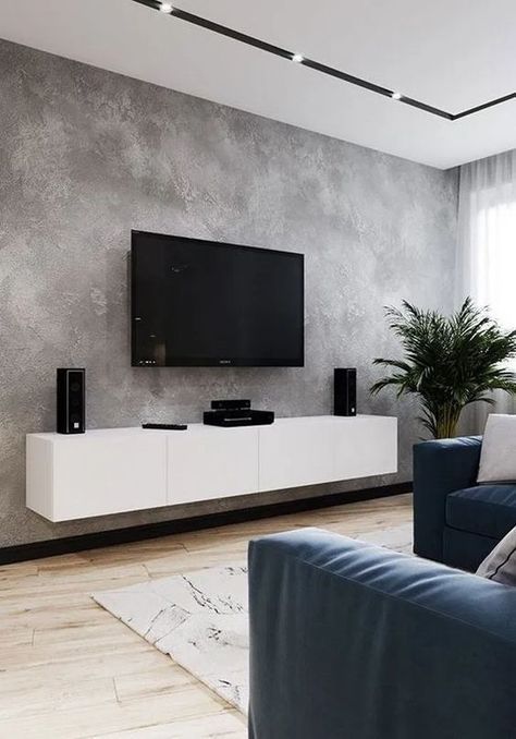 Design Tv Wall, Gray Living Room Design, Design Tv, Living Room Tv Unit, Tv Room Design, Tv Wall Design, Living Room Tv Wall, Living Room Decor Apartment, Living Room Grey