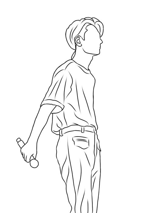 Jay Enhypen Drawing Sketch, Jay Sketch Enhypen, Enhypen Coloring Pages, Boy Outline Drawing, Enhypen Line Art, Enhypen Jay Fanart, Kpop Coloring Pages, Jay Sketch, Enhypen Sketch