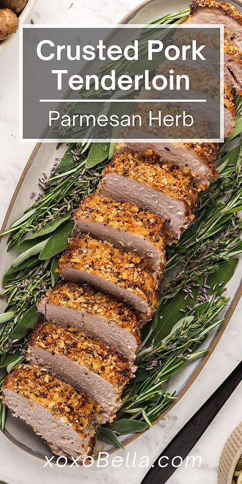 Herb Crusted Pork Tenderloin, Pork Tenderloin Sides, Easy Pork Recipe, Crusted Pork Tenderloin, Baked Pork Loin, Breaded Pork Tenderloin, Pork Tenderloin Medallions, Roasted Pork Tenderloin Recipes, Pork Loin Ribs