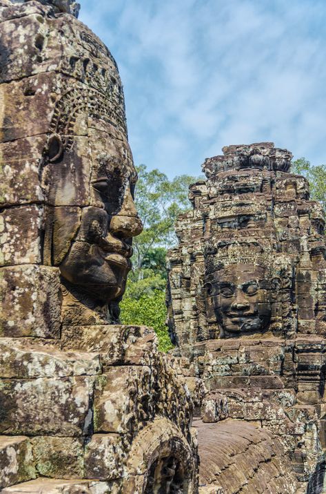 Faces Of Bayon Tample. Ankor Wat. Cambodia.  Free Stock Photo and Image 26860673 Ankor Wat, Outline Pictures, Tropical Architecture, Angkor Wat, Creative Images, Printing Business Cards, Instagram Ads, Angkor, Stone Art