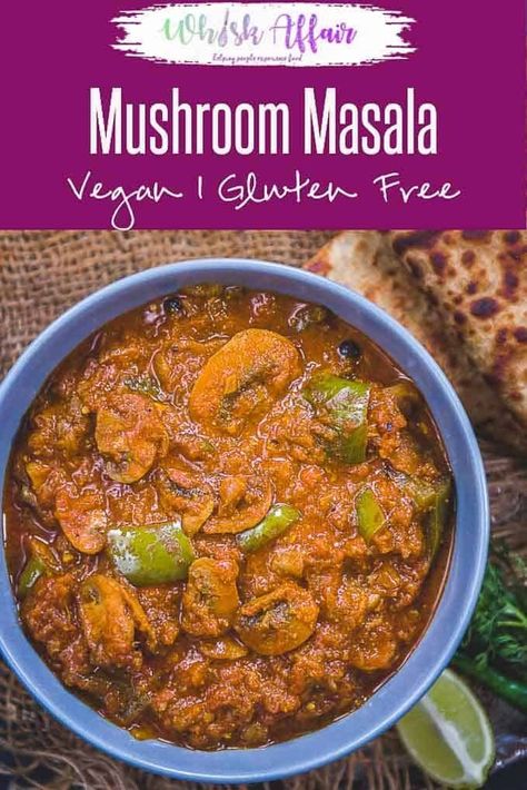 Make Restaurant Style Mushroom Masala Curry at home using the basic ingredients. This Indian Curry will definitely win your heart and make you crave for more. Here is how to make Mushroom Masala Recipe at home. #Indian #Curry #Mushroom #Recipe via @WhiskAffair Mushroom Recipes Indian, Mushroom Masala Recipe, Mushroom Masala, Mushroom Curry, Home Indian, Mushroom Recipe, Curry Recipes Indian, Vegetarian Lunch, Indian Curry