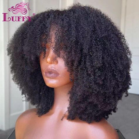 4c Afro, Cabello Afro Natural, Natural Hair Wigs, Hair Cuffs, Afro Wigs, Brazilian Human Hair, Hair Journey, Curly Wigs, Wigs With Bangs