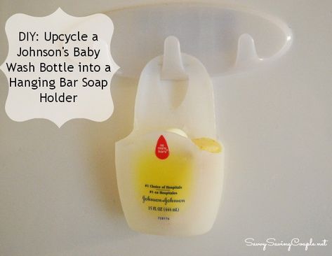 Upcycled-Johnson-Baby-wash-soap-holder-dIY Soap Holder Diy, Diy Soap Dish Holder, Diy Soap Holder, Diy Dish Soap, Bar Soap Holder, Diy Plastic Bottle, Hobbies To Try, Diy Bar, Diy Holder