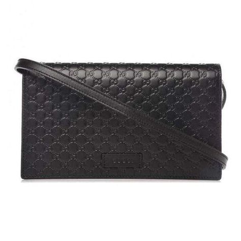 FINAL SALE This chic and compact wallet is superbly crafted of Guccissima calfskin leather in black.  The flap unsnaps to a black leather interior with billfolds, credit card slots, and a zipper compartment. This is an excellent wallet for everyday necessities, with the timeless style of Gucci!MeasurementsBase Length: 8 inWidth: 1.25 inHeight: 4.5 inItem #: 265827  Our products are 100% genuine. In some cases we purchase merchandise from trusted independent suppliers and not directly from the br Compact Wallet, Chain Wallet, Buy Gucci, Handbag Wallet, Wallet Chain, Wallet Accessories, Casual Backpack, Leather Interior, Handbag Backpack