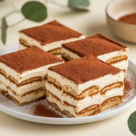 This Classic Tiramisu is a rich and creamy dessert that’s perfect for any occasion! 🍰☕ Layers of espresso-soaked ladyfingers and mascarpone cream make every bite a dream! #Ingredients: **For the Filling:** - 6 large egg yolks - 3/4 cup granulated sugar - 1 cup mascarpone cheese - 1 1/2 cups heavy cream **For the Layers:** - 1 1/2 cups brewed espresso (or strong coffee), cooled - 1/4 cup coffee liqueur (optional) - 1 package (7 oz) ladyfingers (about 24) - 2 tablespoons unsweetened cocoa pow... Classic Tiramisu, Mascarpone Cream, Coffee Liqueur, Mascarpone Cheese, Creamy Desserts, Egg Yolks, Strong Coffee, Cup Coffee, Unsweetened Cocoa